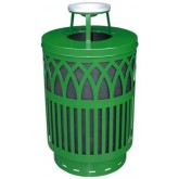WITT Covington Collection Galvanized Laser Cut Waste Receptacle with Ash Tray Top - 40 gallon, Green